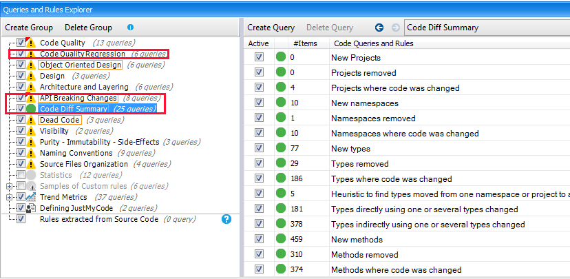 code diff queries