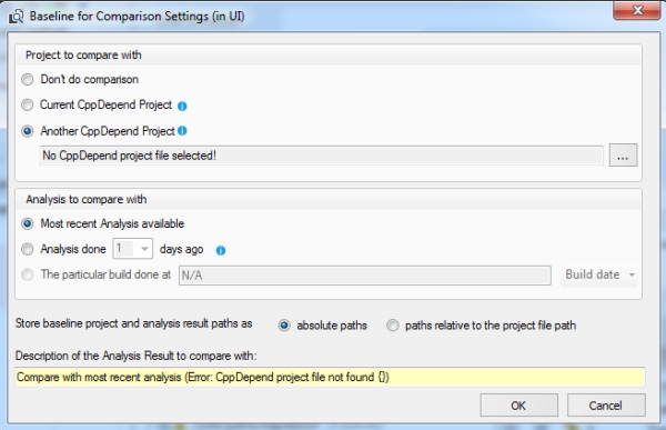 Baseline Comparison Settings