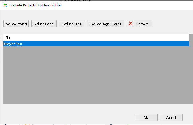 Exclude Project Options