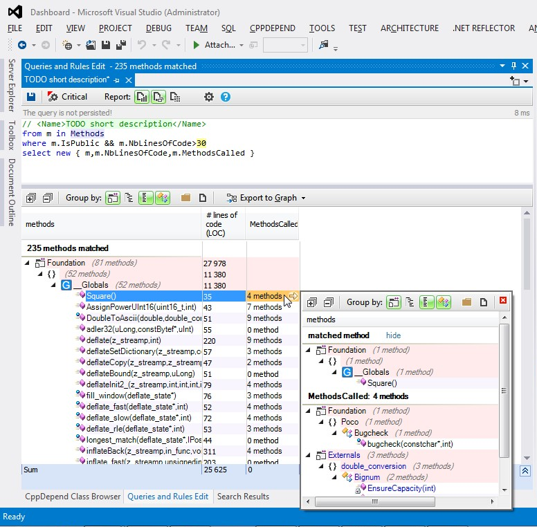 cqlinq query result