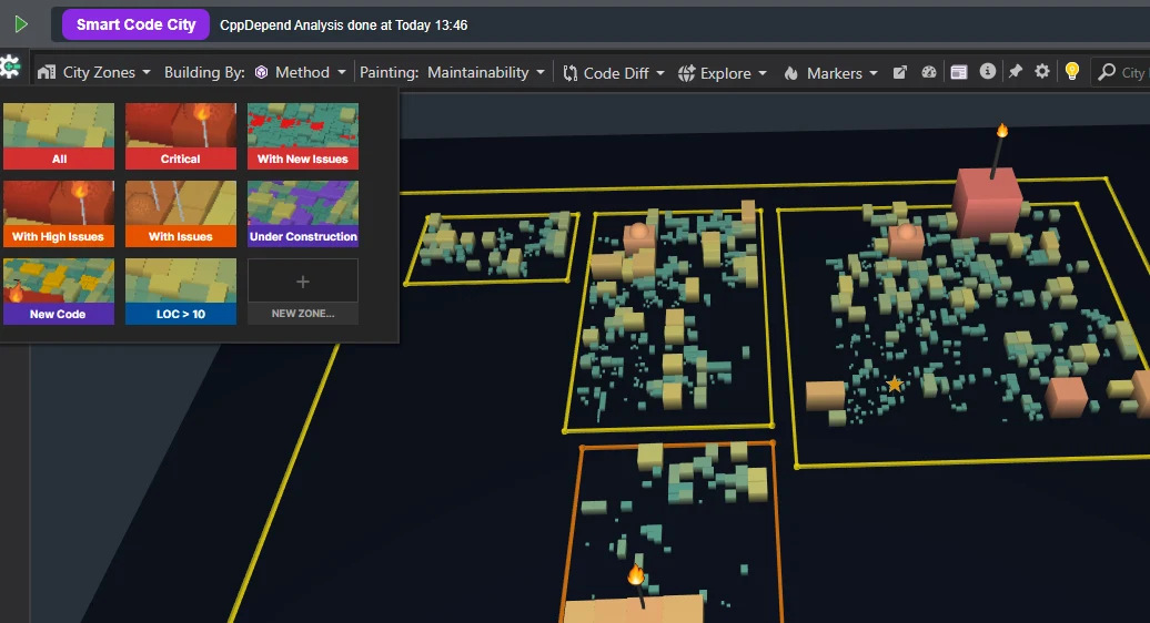 City Zones filtering in Smart Code City: isolate critical, new, changed or high-issue areas