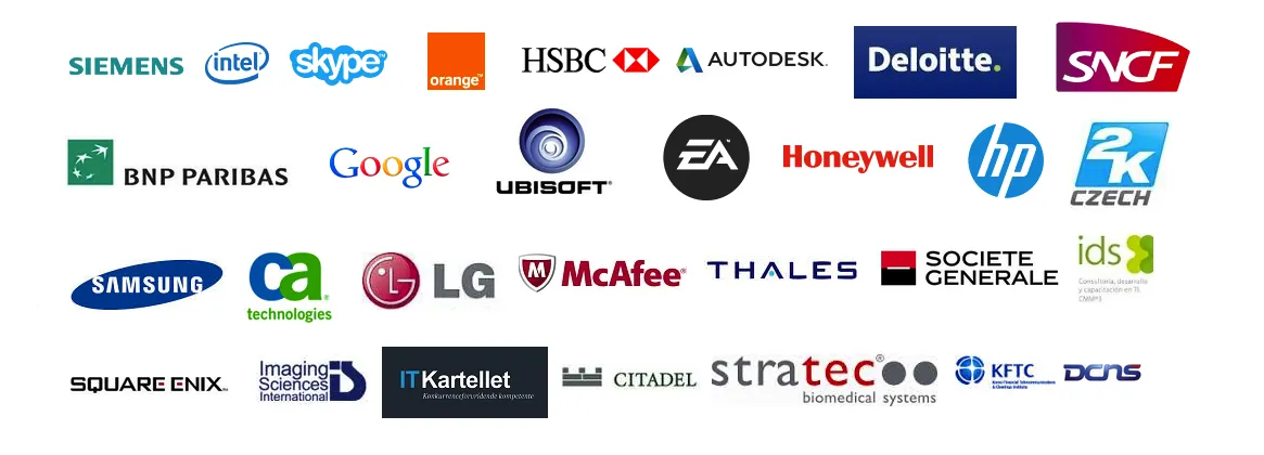 CppDepend customers including Siemens, Intel, Skype, Orange, HSBC, Autodesk, Deloitte, SNCF, BNP Paribas, Google, Ubisoft, EA, Honeywell, HP, 2K, Samsung, CA Technologies, LG, McAfee, Thales, Societe Generale, Square Enix and more