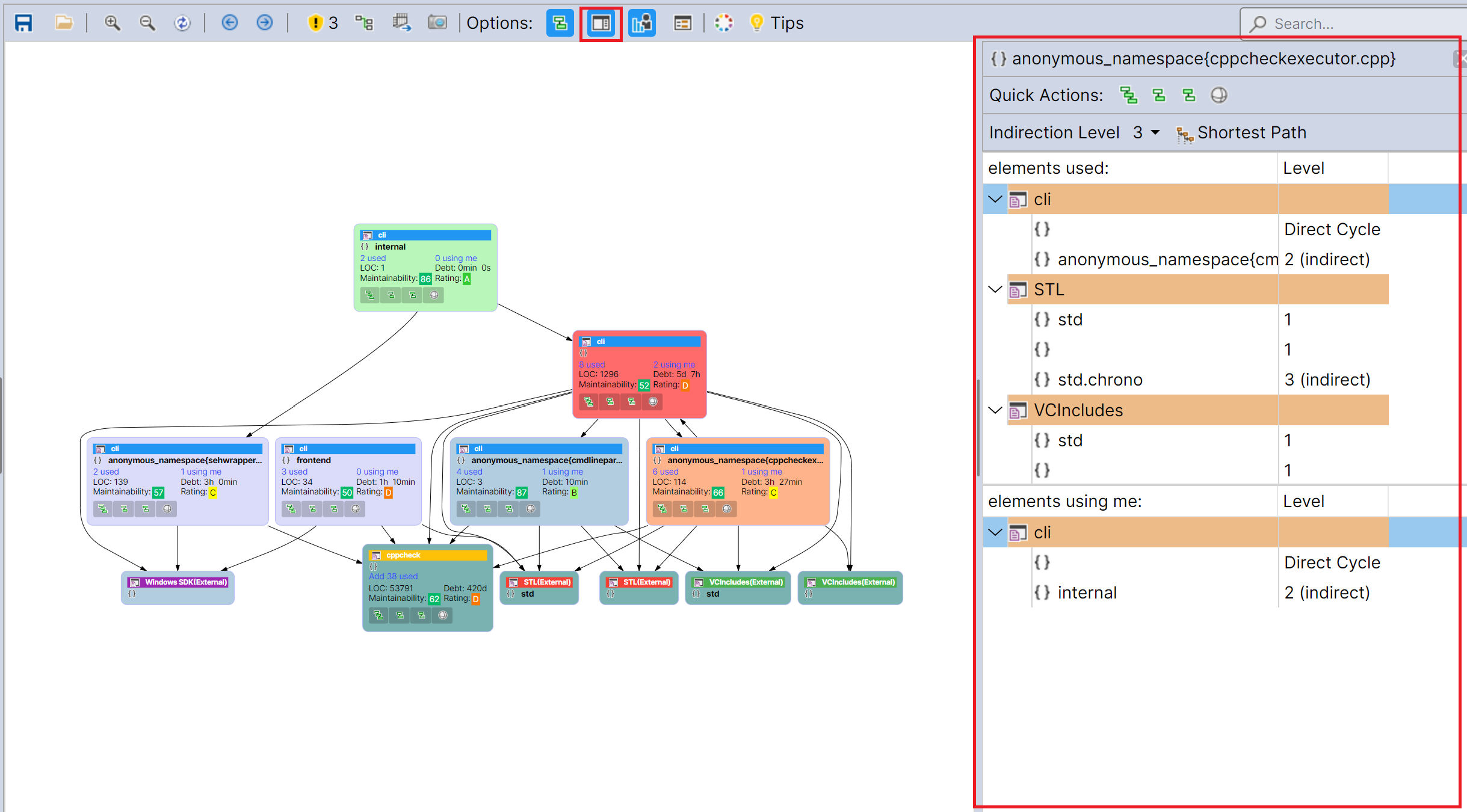 Compact mode in dependency graph