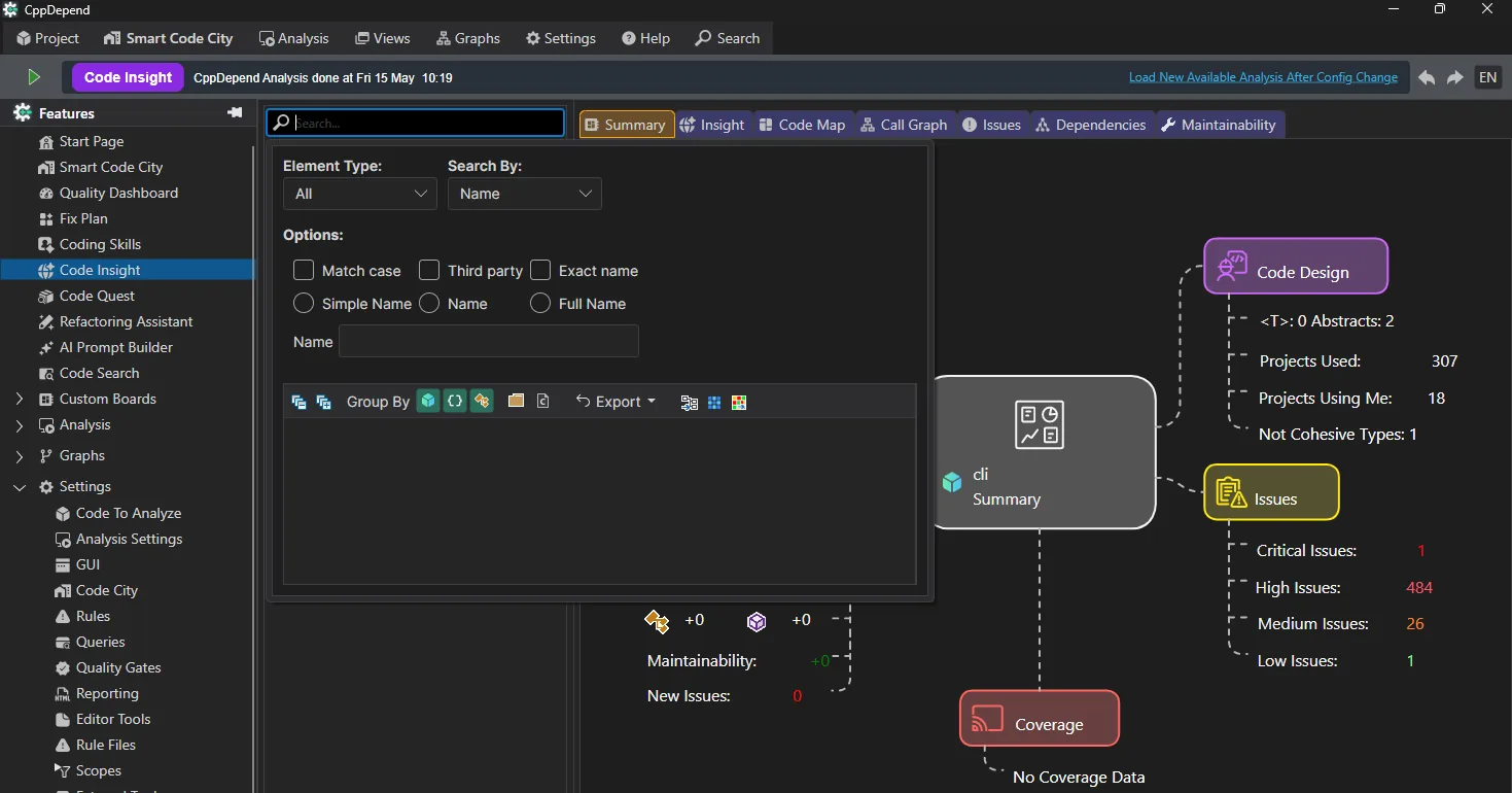 Code Insight Suche