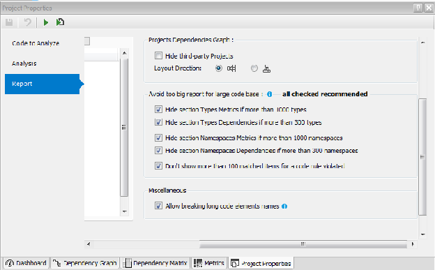 Too large Report settings