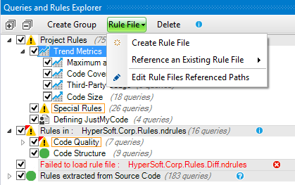 CppDepend rule file shared among several projects