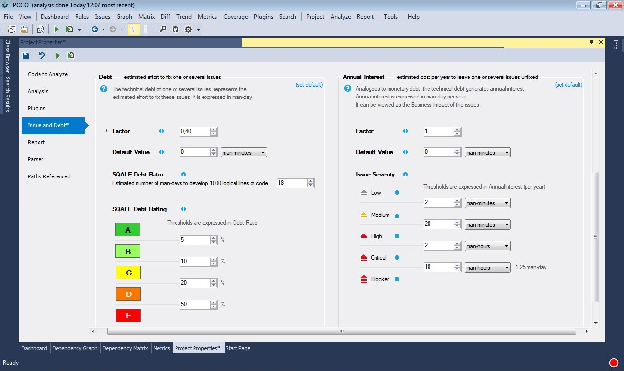 technical debt settings in cppdepend