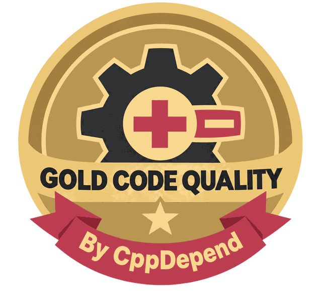 Gold Code Quality label by CppDepend