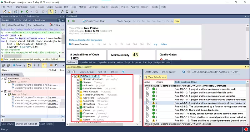 Autosar rules in CppDepend