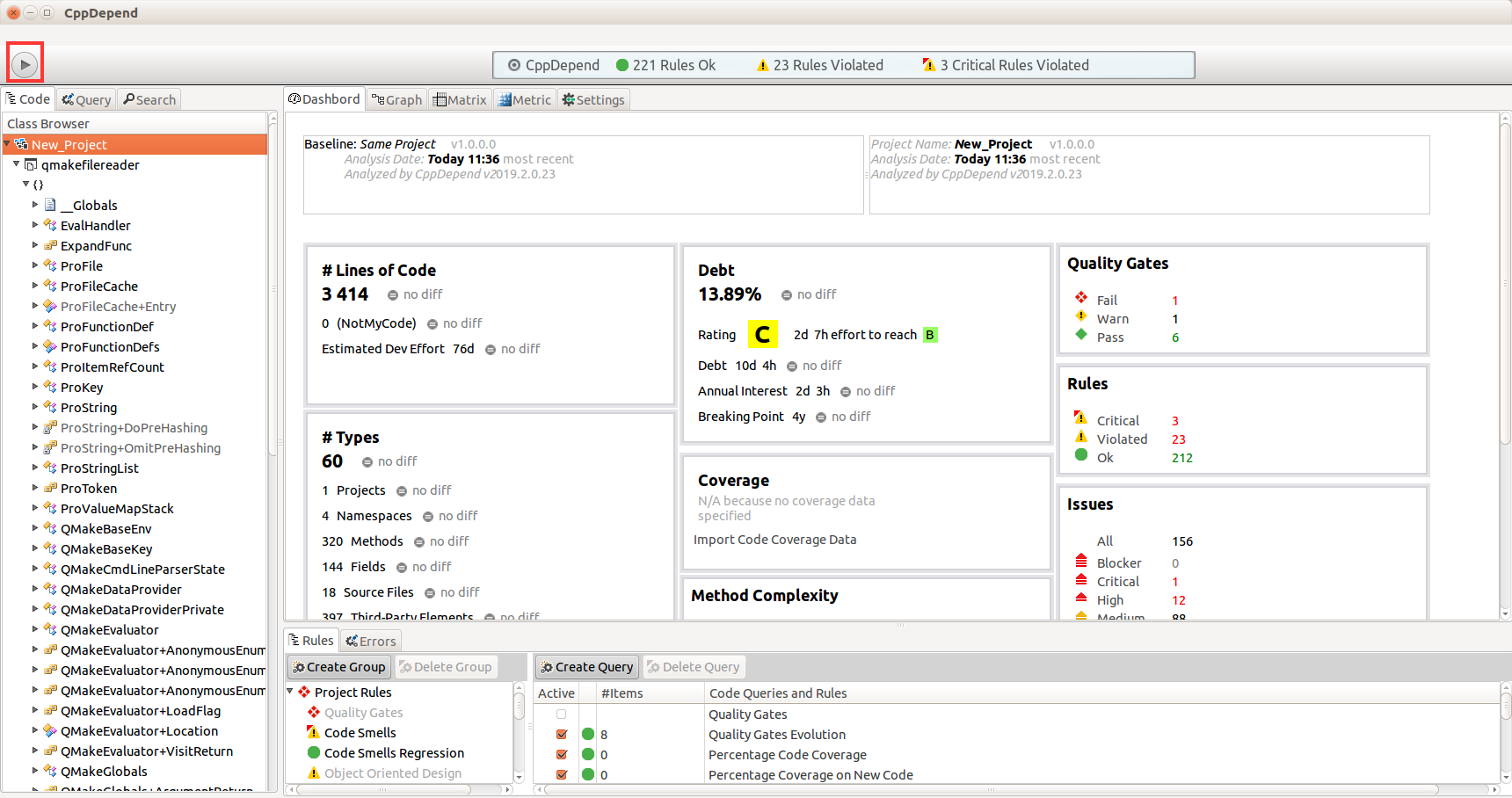 CppDepend Dashboard