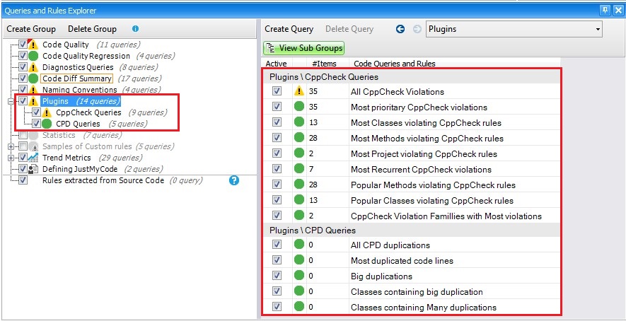 browse extracted data from external tools using cqlinq